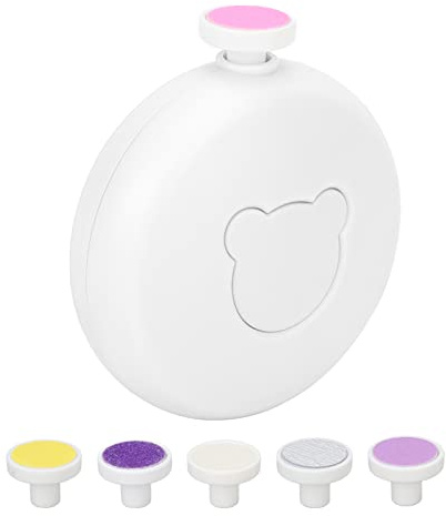 Cryfokt Multifunktionale Elektrische Baby-Nagelfeile mit 6 Schleifköpfen für Einfaches Baby-Nagelschneiden, Leiser Betrieb, Bequemer Griff (WHITE)