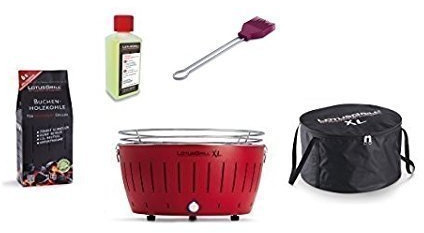 LotusGrill XL Starter Set 1x FUOCO 1x CARBONE LEGNO FAGGIO 1Kg,1x PASTA COTTURA 200ml,1x Marinata PRUGNA-VIOLA,1x Borsa per trasporto - DELLE raucharme GRIGLIA CARBONE/GRIGLIA ALLEGRI colori.