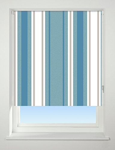 UNIVERSAL Stripe Patterned Thermal Blackout Roller Blind, Blue, W90cm