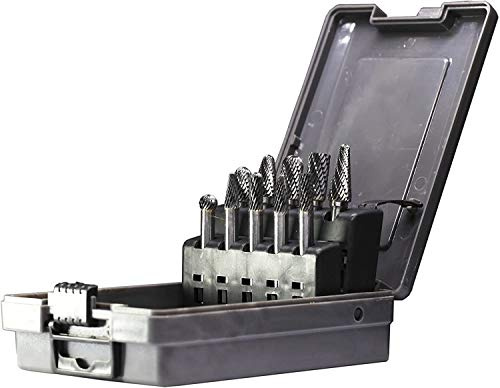 YUFUTOL Carbide Burrs Set 10pcs Double Cut Solid Carbide Rotary Burr Set 1/4 Shank Die Grinder Bits for Steel,Metal Carving, Polishing,Engraving,Drilling