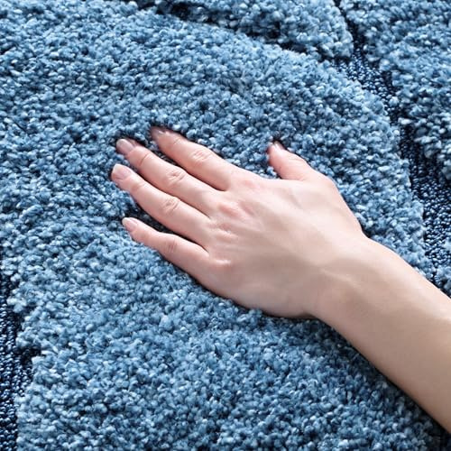 SAFAVIEH Zottelig Teppich für Wohnzimmer, Esszimmer, Schlafzimmer - Florida Shag Collection, Hoher Flor, Hellblau und Blau, 122 X 183 cm