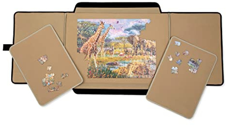 Bits and Pieces Portapuzzle Portable Puzzle Board 1000 Pieces - Compact Lightweight Foldable Portable Puzzle Mat with Removable Sorting Areas - 22.5 Inch x 31.5 Inch