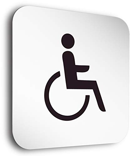 Türschilder24 Aluminium- Türschilder der Extraklasse! • Behindertengerecht Rollstuhl • In der Größe 150 x 150mm • 5mm Abstandhalter verleihen dem Türschild einen exklusiven Schwebeeffekt