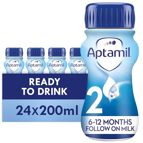 Aptamil 2 Follow On Baby Milk Ready to Use Liquid Formula 6-12 Months 200 ml (Pack of 24 bottles)