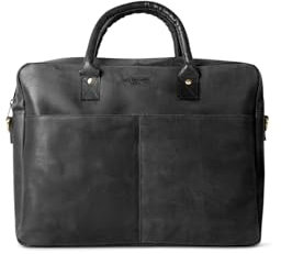 HOLZRICHTER Berlin - Große Aktentasche aus Leder (No 1-1), 30 x 39 x 10 cm Laptoptasche für Herren, Hochwertiges 15 Briefcase für die Arbeit, Businesstasche in Schwarz/Anthrazit