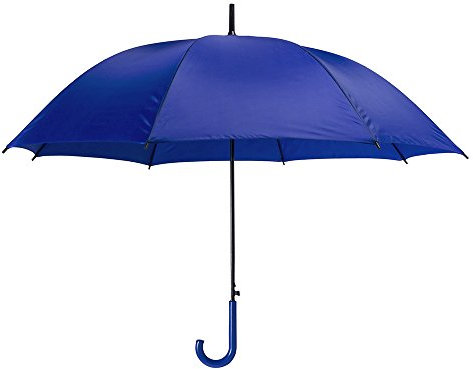 eBuyGB Automatic Opening Plastic Crook Curved Handle Wedding Umbrella Coloured Rainproof for Men, Women, Kids, Unisex, Bridal Brolly - Blue 41.5 Inch / 105cm Span 82cm Length