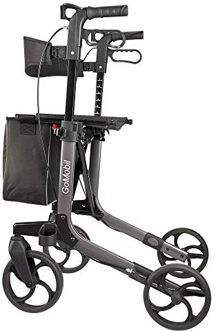 Trendmobil GoMobil Leichtgewichtrollator inkl. breitem Komfort-Rückengurt, Stockhalterung und Einkaufstasche - faltbarer Aluminium Rollator - Gewicht nur 7 kg