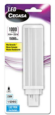 CEGASA LAMPARA LED PLC G24d-3 10,5w 1000LM 5000K BL, Negro, Estandar
