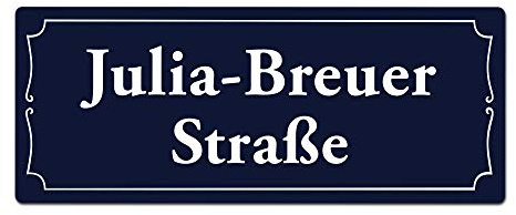 Casa Vivente Personalisiertes Straßenschild aus Aluminium, Blau-weiße Wanddekoration, 27,5 x 11 cm