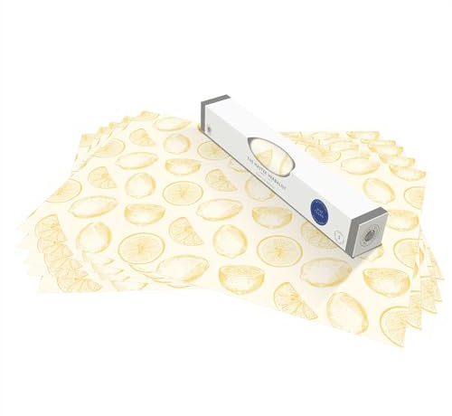 The Master Herbalist UNSCENTED & WIPE CLEAN Drawer Liners with a yellow LEMONS Design - Perfect for Bedroom Drawers, Wardrobe Shelves, Linen Cupboards & Kitchen Cabinets