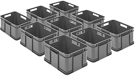 PAFEN 9 scatole impilabili Euro Bruno Eco blu grigio euro-box da 16 l per il trasporto