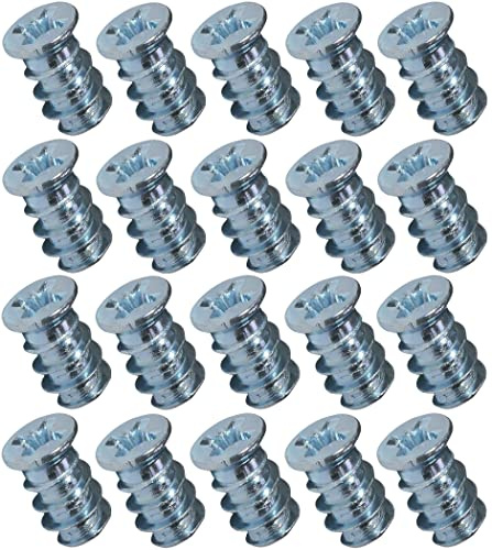 AERZETIX - 20 stycken euroskruvar för möbel/skåp/skåp, trämontering, Ø6,3 x 11 mm, zinkpläterat stål, metall, pozidriv-tryck C44758