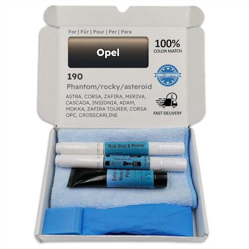 Genuine Colors Lackstift Phantom Rocky Asteroid Grey 190 für Opel Grau Astra Corsa Zafira MERIVA Cascada Insignia ADAM Mokka Tourer OPC CROSSCARLINE