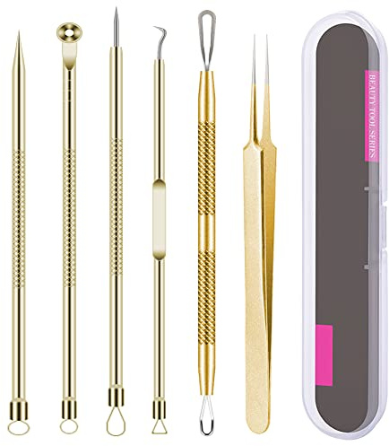 Kit de herramientas para eliminar espinillas, 6 piezas, removedor de puntos negros, acné, agujas, tratamiento de eliminación de comedones, espinillas para nariz, cara, piel, herramienta extractora de