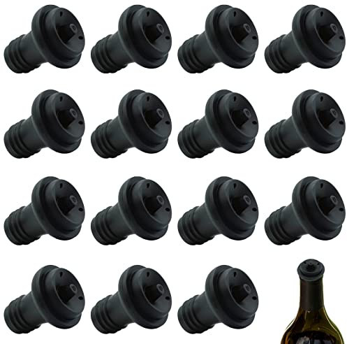 Wine Saver Vacuum Stoppers (15 Pieces), Improved type Resealable Wine Pump Vacuum Stoppers effectively, Maintain The Fresh Flavor of Wine, Suitable for Most Wine Pumps (Black)