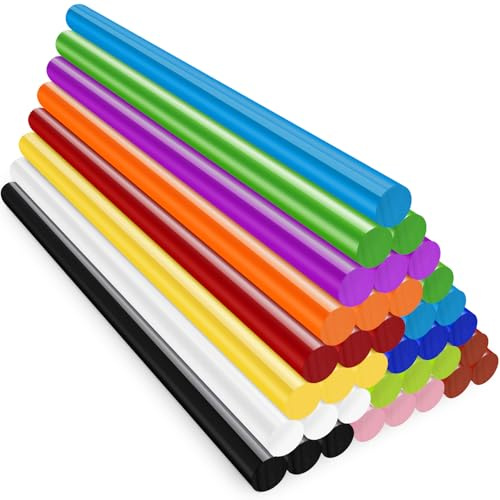 ENPOINT Colored Hot Glue Sticks Full Size, 8 Long x 0.43 Dia 36 Pack Hot Melt Glue Sticks Bulk, Color Adhesive Glue Sticks Standard for Crafting DIY Art School Gluing Project Repair Sealing