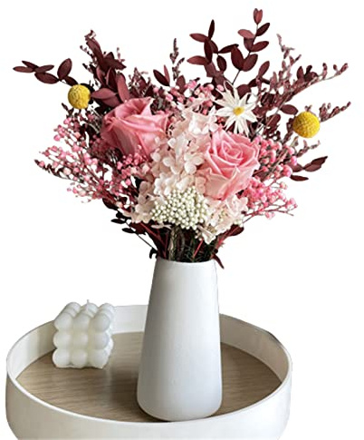 ZAJ Vraies Fleurs séchées Bouquet décoration pour la décoration de la Maison Immortelle Rose Eucalyptus étoile Hortensia Cristal Herbe