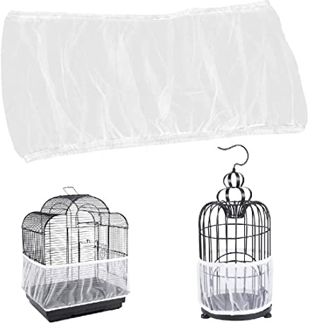 LICHUANUK Abdeckungen für Vogelkäfige,vogelkäfig schmutzfang,Vogelkäfig Samenfänger,für Käfige mit einem Umfang von 100-170 cm für Rund Quadratisch Käfig,weiß, M