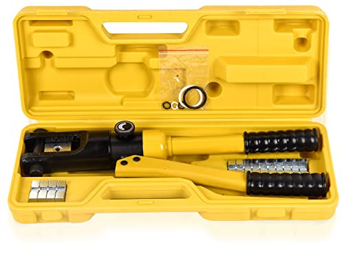 LCyindu 12T Hydraulic Crimping Tool 8AWG-250MCM Cable Crimping Tool 0.55 inch Stroke Hydraulic Lug Crimper Electrical Terminal Crimper with 8 Pairs of Die Sets, YQK-120