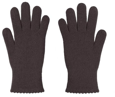 CLASSE77 - Guanti in lana misto angora rasati con bordo smerlato - Donna - Artigianale - Made in Italy (Testa di moro)