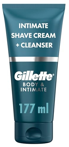 Gillette Body and Intimate 2in1 Shave Cream & Cleanser, Gentle Formula with Aloe, Formulated for Pubic Hair, Paraben Free 177 ml