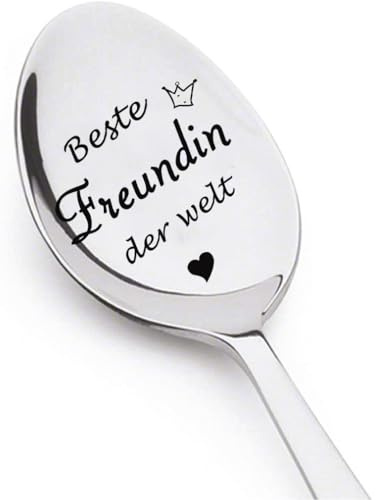Edelstahl Löffel Mit Gravur Beste Freundin Der Welt, Geburtstags Geschenk, Kaffee Dessert Löffel Personalisiertes Geschenk für Freundin, Schwester