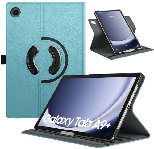 TiMOVO Drehbar Hülle Kompatibel mit Samsung Galaxy Tab A9+/A9 Plus 11 Zoll 2023 SM-X210/X216/X218, 90 Grad Drehbar Ständer Hülle, Auto Schlaf/Aufwach Schutzhülle für Galaxy Tab A9+ Tablet, Meer Blau