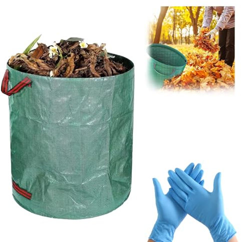 Toulifly Sacco da Giardinaggio,Borse da Giardino Professionali,Sacco per Rifiuti Riutilizzabili,Sacchi Per la Spazzatura da Giardino,Sacco Antistrappo per Raccogli Foglie da Giardino(120L)