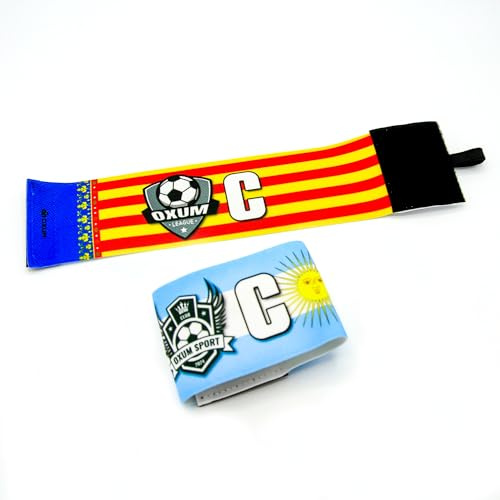 OXUM Sport Brazalete de Capitán Personalizado - Brazalete de Fútbol Personalizado con tu Escudo y tu Bandera - Brazalete Elástico y Ajustable - Diseño Nation