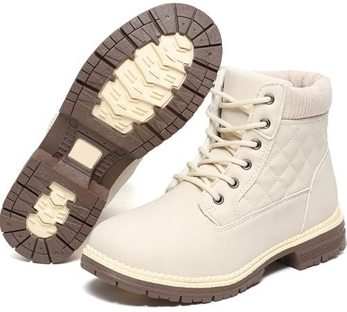ziitop Winterschuhe Damen Schneestiefel Damen Kurzschaft Stiefel Wasserdicht Warm Gefüttert Winterstiefel Bequem rutschfeste Winterstiefel Outdoor Schuhe (Beige 39EU)