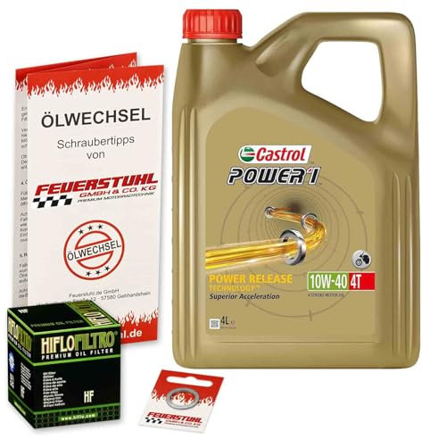 Öl & Ölfilter für Honda VTR 1000 SP-1, 2000 (SC45), Ölwechsel Set, Castrol 10W-40 Motoröl + HiFlo Filter + Dichtring(e)