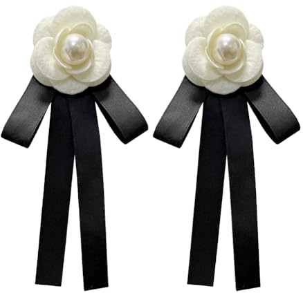 Süß Schleife brosche, Schleifenbrosche mit Blume Perle Schmuckbrosche Kleid Schleifen Blusen Brosche Ansteckblume Damen Blume Brosche Pin Formelle Kleidung Fliege für Frauen Damen Mädchen