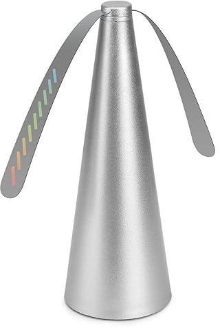 Repelente de moscas, ventilador portátil, repelente de moscas, ventilador de mesa, para mesa, terraza, restaurante, requiere batería (1, plata)