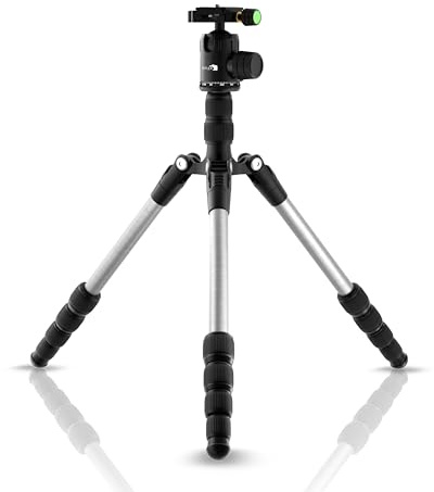REFLEX CAMERA Heavy Duty Compact Aluminium Travel Tripod 160cm/64 Foldable, 360° Ball Head, Lightweight for DSLR Camera, 5kg Load Capacity, Professional Camera Tripod QR Plate Includes Carry Bag