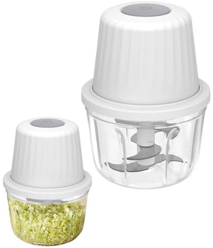 Umllpet Hachoir électrique, 400 ml, pour oignons, légumes, viande, ail, oignons, oignons, légumes, viande, ail, coupe-oignons, électrique, petit hachoir à oignons