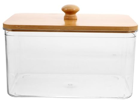 Gatuida Trocknertuchbehälter Pet Mit Bambusdeckel Waschmittelspender Für Wäscheraum Transparenter Organizer Für Waschküchenzubehör Mittelgroß Mit Holzgriff