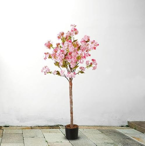 Arbre de fleur de cerisier de plante de simulation de 1,2 m, paysage artificiel en pot d'ornement de table à manger, arbre de fleur de cerisier de plante verte bionique dans la cour de la famille