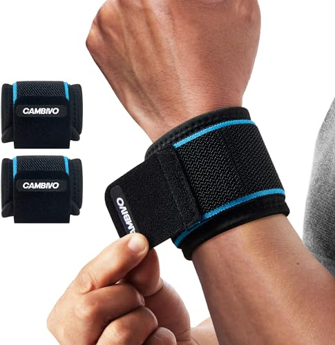 CAMBIVO Wrist Supports (2 Pack) for Pain Relief & Carpal Tunnel – Adjustable Compression Wrist Wraps for Weightlifting, Typing & Daily Support – Breathable Wrist Straps for Gym, Office & Night Use