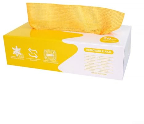 Lecreatekit Ultra Fine Fiber Dish Wiping Cloths - 20x20cm Kitchen Cleaning Cloths With Dispenser Box - 6 Colors For Dish Washing & Drying(Yellow and orange)