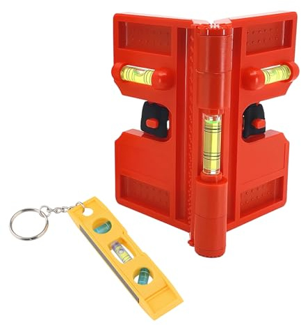 LWLWA Flügeltyp Wasserwaage set, Tragbar Magnet Wasserwaage, klappbares | Kunststoffsäulentyp Pfostenwasserwaage, Winkel Verstellbar, für Hochbau, Zimmerei, Zaunbau