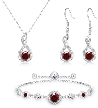 Cangall Silber Schmuck Set Damen, 925 Sterling Silber Halskette & Ohrringe & Armband Set mit AAAAA Cubic Zirkonia, Unendlichkeit Silberschmuck Damen 925 Hochzeitstag Liebesgeschenk für Braut Frauen