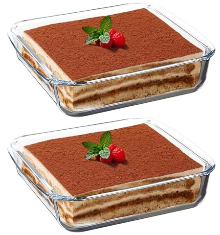 2PCS Glass Baking Dish Set Small Square Baking Dish Made of Borosilicate Glass Heat Resistant up to 400°C for Hot Air Fryer, Oven, Microwave Oven, 16 x 16 x 4CM