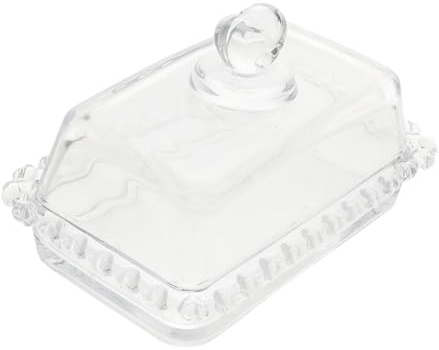 Healifty Mantequera de Vidrio Transparente con Tapa Clara Recipiente Reutilizable para y Queso Diseño Antideslizante para Cocina Conserva y Olores