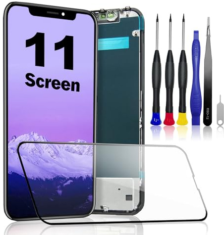 PartageFix Pantalla para iPhone 11 – Kit de Repuesto Pantalla LCD FHD 6,1 + Digitalizador Táctil + Marco – Compatible con Modelos A2111/A2223/A2221 (True Tone Programable)