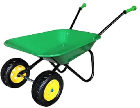 ASC New Child Kids Twin Wheel Wheelbarrow - Green/Black - Toy, Play, Farm, Garden