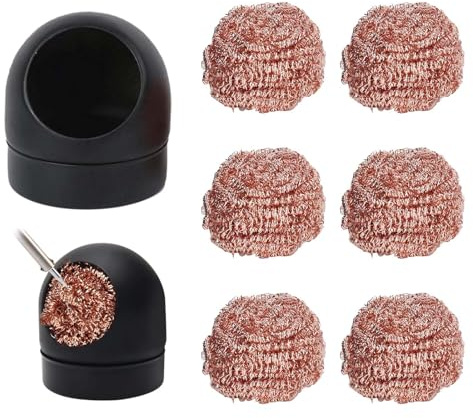 6 Stück Lötspitzenreiniger Set mit schwarzem Düsenreiniger, Lötspitzen Reinigungsschwamm, Reinigen von Lötkolbenspitzen, Lötspitzenreiniger löt zubehör, zum Reinigen von Löt- und Lötkolbenspitzen