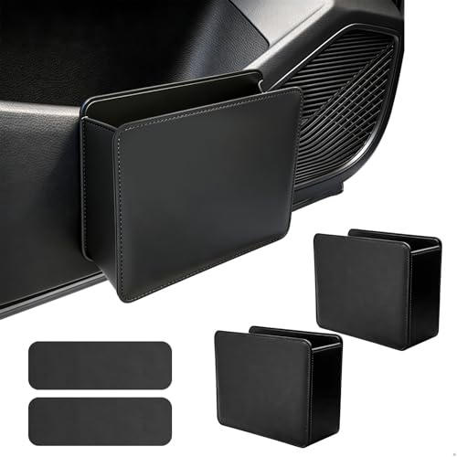2 Piezas Papelera Coche Plegable, Basura Coche Lateral de Coche, Impermeable Organizador de Maletero de Coche para Guardar Objetos Cotidianos Como Móviles, Portátil Accesorios Coche Interior (Negro) | Mini Multiusos, plegable, colgante, para SUV, camión, camión, autocaravana