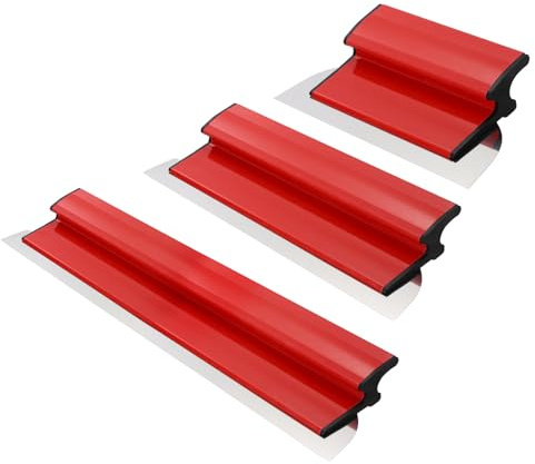 QUARKZMAN Spatule Enduit Lissage Set, 25/40/80 cm Lame a Lisser Z, Couteau a Enduire Parfait Liss, spatule de lissage en acier inoxydable pour Mur Plafond Lame d'écrémage Outillage, Rouge