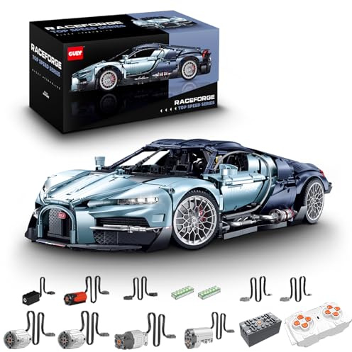 FigureArt Technik Sportwagen Auto Bausatz, GULY 10648, 3719 Teile mit Motoren und LED Groß Ferngesteuert Auto Klemmbausteine für Erwachsene(Originalverpackung) (Dynamische Version)