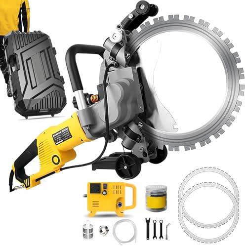 Concrete Cutting Tool, Heavy Duty Ring Saw Machine, 8000W Electric Wall Groove Cutter with 40cm Blades and Toolbox for Cutting Stone, Rebar, and Brick